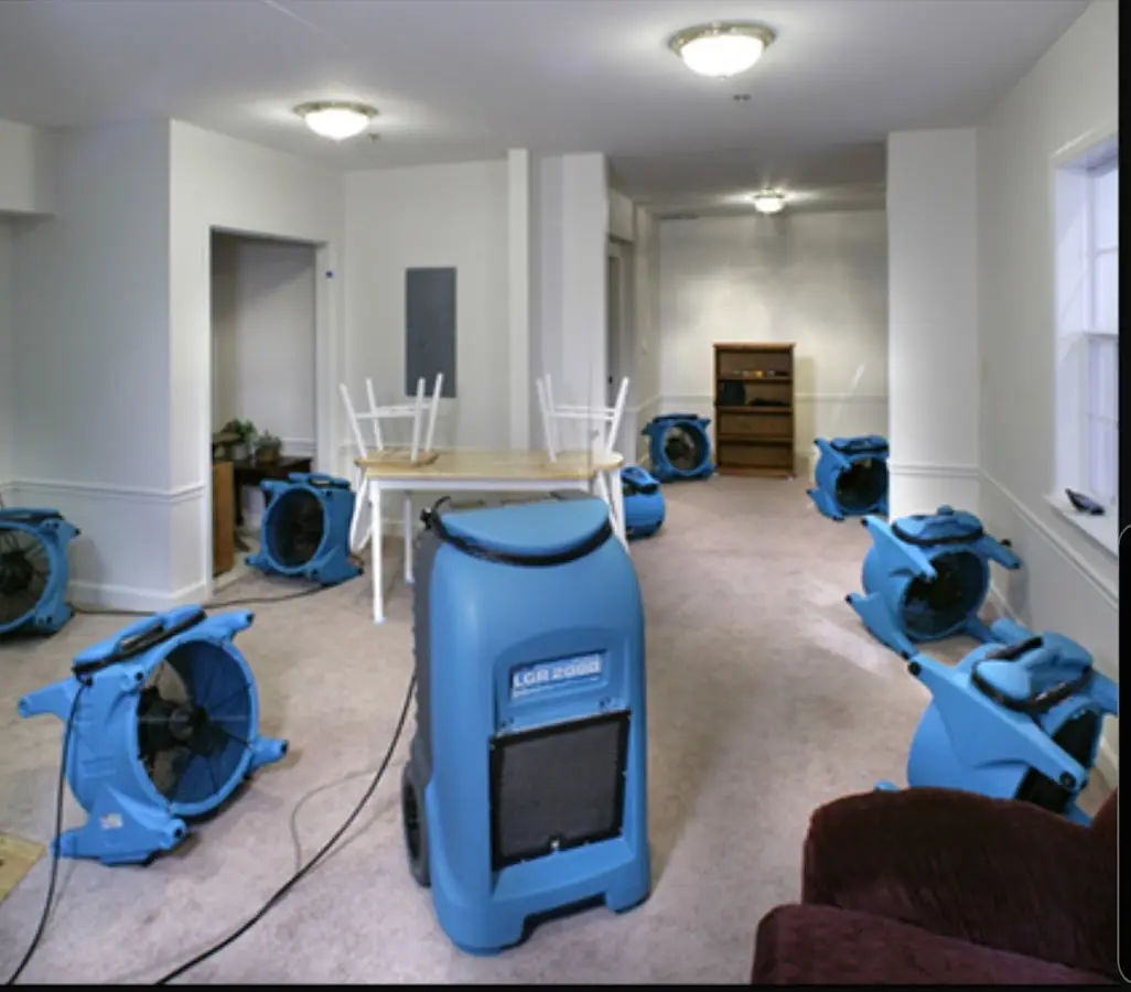 Air movers and dehumidifier setup for Water Extraction & Removal in Oakland